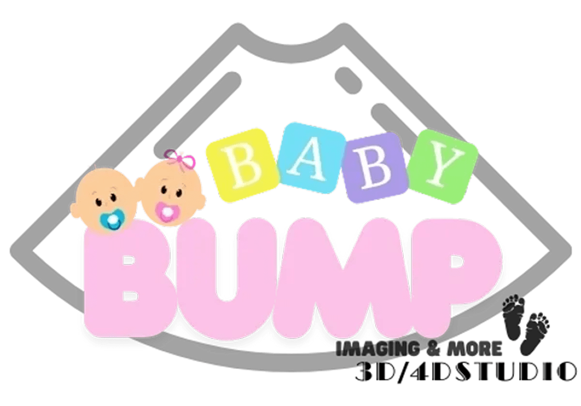 Colorful baby bump logo with cute faces.